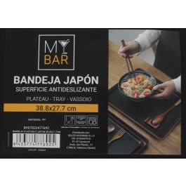 My Bar Bandeja Plástico Rectangular Estilo Japonés, Largo 38,7 cm, Ancho 27,7 cm, Alto 2 cm (12 Unidades) My Bar Bandeja Plástico Rectangular Estilo Japonés, Largo 38,7 cm, Ancho 27,7 cm, Alto 2 cm (12 Unidades)