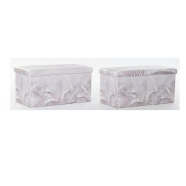 Caja Plegable Tropical DKD Home Decor Gris 35 x 36 x 71.5 cm (2 Unidades)