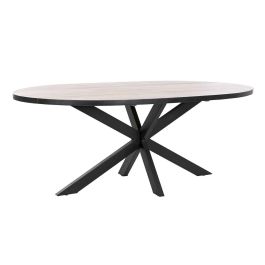DKD Home Decor Mesa Comedor Loft Desmontable Metal Madera Mango Natural Negro 100x200x76 cm