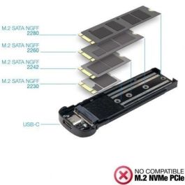 TooQ TQE-2202S Caja Externa SSD M.2 USB-C 5Gbps Sin Tornillos Plata Aluminio Compatible M.2 2230/2242/2260/2280