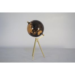 DKD Home Decor Globo Terráqueo Colonial de Metal Dorado y Negro 20x47x20 cm
