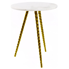 DKD Home Decor Mesita Auxiliar Moderna Blanco Dorado Marmol Aluminio 36 x 48.5 x 36 cm Precio: 54.49999962. SKU: B1JEMV95AE