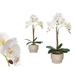 Ibergarden Orquídea Artificial de 3 Varas Blanca en Maceta de Cemento 27 x 56 x 18 cm (4 Unidades) Precio: 51.79000013. SKU: B1DEQXCTGX