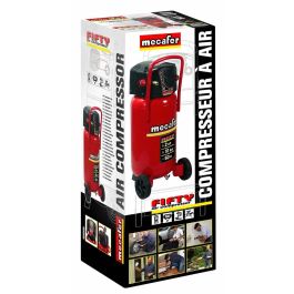 Mecafer FIFTY Compresor de aire vertical 50 L sin aceite 2 HP 10 bar para bricolaje, portátil, con ruedas y manillar