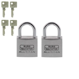 Burg Wachter Juego de 2 Candados DUO 770 30 SB 30 mm Alutitan Doble Cierre Anti-picking
