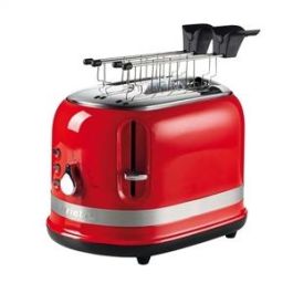 Ariete 149/00 Tostador Moderna 2 Ranuras Rojo con Pinzas, 6 Niveles de Dorado, Función Descongelado y Recalentado