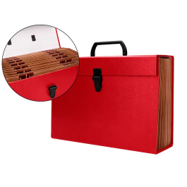 Liderpapel Maletín con fuelle 19 departamentos 255x390x120 mm cartón forrado color rojo Precio: 27.4307. SKU: B16Y5P4NE5
