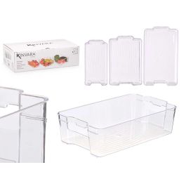 Set 3 Bandejas Organizadoras Transparentes para Nevera Kinvara - 37x11x21 cm (4 Unidades)