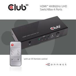 Club3D HDMI Switch Box 4 Entradas 1 Salida 4K Ultra HD 60Hz compatible con HDMI 2.0a, HDCP, con mando a distancia