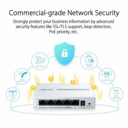 ASUS ExpertWiFi EBP15 Interruptor Gestionado con 5 Puertos Gigabit Ethernet, Alimentación PoE (60W) y Soporte QoS - Color Blanco ASUS ExpertWiFi EBP15 Interruptor Gestionado con 5 Puertos Gigabit Ethernet, Alimentación PoE (60W) y Soporte QoS - Color Blanco