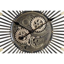 DKD Home Decor Reloj de Pared Vintage de Hierro, Acabado Negro y Dorado, Gran Tamaño 65x65 cm y Profundidad de 6.7 cm para Decoración del Hogar