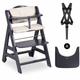 HAUCK HAU1731627400690 Trona Evolutiva BETA+ de Madera FSC con Arnés de 5 Puntos y Ruedas para Bebés de 6 Meses a 90 kg, Gris