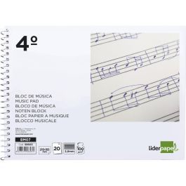 Bloc Musica Liderpapel Combi Pentagrama Cuadriculado 2,5 mm Cuarto 20 Hojas 100 gr-M2