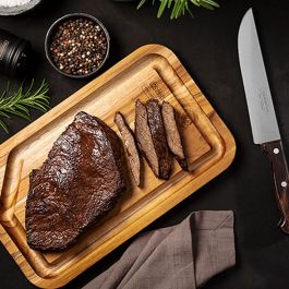 Tramontina Tabla para Asado de Madera Teca con Acabado Natural 40 x 24 x 1,8 cm para Corte de Carne