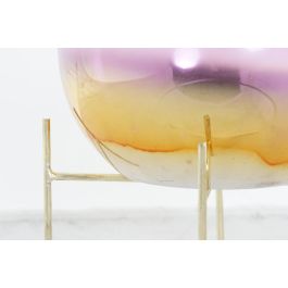 DKD Home Decor Portavela Glam Metálico y Cristal, Color Rosa Dorado, Dimensiones 19x19x20.5 cm