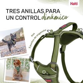 Halti Arnés de Perro Anatomy Acolchado de Neopreno con Asa, Ajustable, Reflectante 360º, Verde Talla L Cuerpo 60-85 cm