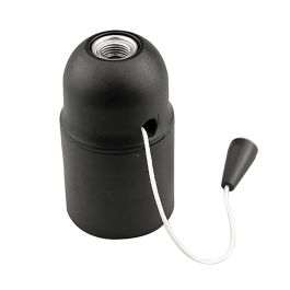 Arditi Portalámparas roscado liso con tirador E27 negro, Ø40 x 70 mm, 250V