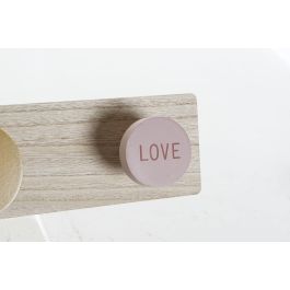 DKD Home Decor Perchero de Pared Estilo Shabby Chic Colección Pink Decor de MDF Rosa Natural con Ganchos 50x8x5.5 cm Pack de 4 Unidades