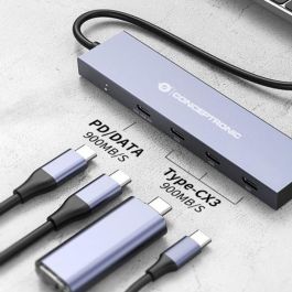 CONCEPTRONIC HUB USB 3.2 HUBBIES14G 4 PUERTOS USB-C 100W PD CARCASA DE ALUMINIO