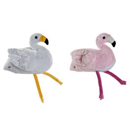 DKD Home Decor Peluche Flamenco LED Poliéster Blanco Rosa 25x27x34 cm (2 Unidades)