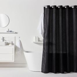 Cortina de ducha con diseño de gofres - Negra - Poliéster - 180 x 200 cm - 12 ganchos - UTILITY - TODAY Precio: 22.49999961. SKU: B146VBDX3F