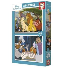 Puzzle 2x48 piezas animales disney (la dama y el vagabundo y el rey león)