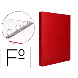 Liderpapel Carpeta de 4 anillas 25mm Folio Cartón Forrado Color Rojo Precio: 5.59000035. SKU: B1BH2A6BXM