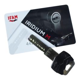 Cilindro iridium m irm3030n níquel 60mm (30+30mm) leva larga 15mm con 5 llaves de seguridad. ifam