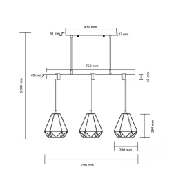 Lámpara Colgante Indaiatuba Metal y Madera SKD-P80017