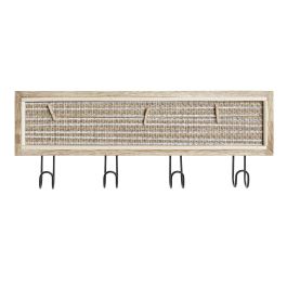 DKD Home Decor Perchero de Pared Boho Natural de MDF y Metal con 4 Ganchos, Colección Decape Flower 40x15.5x3.5 cm (Set de 2)