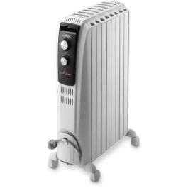 Delonghi DEL8004399100985 Radiador en Baño de Aceite Dragon4 2000W, 3 Etapas Calentamiento, Tecnología Real Energy, Efecto Chimenea