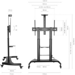 AISENS FT100TE-123 Soporte de Suelo para Monitor TV Señalización 60-100" con Ruedas, Manivela, 100Kg, Negro AISENS FT100TE-123 Soporte de Suelo para Monitor TV Señalización 60-100" con Ruedas, Manivela, 100Kg, Negro