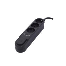 Chacon Regleta de enchufes múltiple negra con 3 tomas 16A y 2 salidas USB 2.1A, cable 1.5m e interruptor de pie Precio: 24.58999994. SKU: B1CLF7XQSM