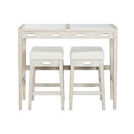 DKD Home Decor Barra de Cocina Moderna de Mármol y Madera de Mango, Set 3 Piezas con Taburetes, Blanco Natural 112x40x96 cm Precio: 531.88999952. SKU: B1EQPRRQJ4
