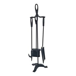 Edm | Juego de chimenea 3 piezas de hierro fundido, color negro - Atizador, pala y cepillo incluidos | 19 x 68,5 cm