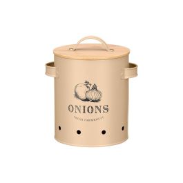 Kinvara Cebollero con Tapa de Bambú Beige 13.5x20x16.1 cm Metálico para Cocina (Set de 6)