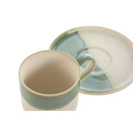 Taza Set Plato Oriental DKD Home Decor Verde Blanco 15 x 1 x 15 cm Set de 2 (6 Unidades)