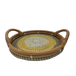 DKD Home Decor Bandeja Decorativa Ratan y Seagrass Natural Beige 45 x 45 x 10 cm Precio: 26.59000047. SKU: B19E8SJ2AD