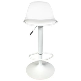 Home Deco Factory Taburete Bar Isak Blanco Regulable Diseño Moderno Asiento Acolchado 83-104cm