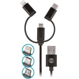 FOREVER Cargador de Coche CC-03 con 2 Puertos USB 3.6A y Cable 3 en 1 de 3A - GSM099058
