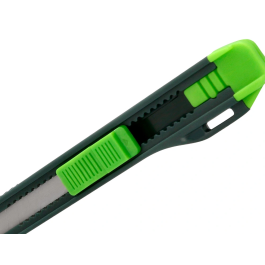 Q-connect Cuter Estrecho Plástico con Asa y Cuchilla 9mm, Retráctil e Intercambiable, XD-07, Blíster 1 Unidad