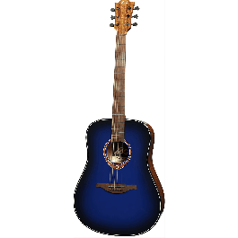 Lag Guitarra Acústica Dreadnought Edición Limitada Blue Burst Tapa Cedro Rojo Macizo Fondo Caoba