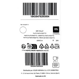 La Mediterranea Plato Pasta Risotto Anllo Ø28 cm (6 Unidades)