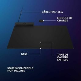 Logitech G Powerplay Alfombrilla Gaming con Carga Inalámbrica, Base Inalámbrica Continua, Superficie de Tela, USB, Negro, Sistema POWERPLAY 2, Compatible con Ratones Logitech G