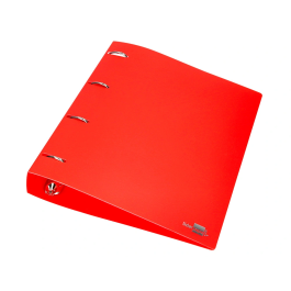 Liderpapel Carpeta 4 Anillas 40 Mm Polipropileno Din A4 Rojo Translucido
