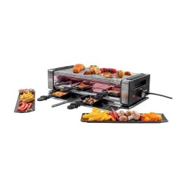 UNOLD Tischgrill Raclette Delice Basic 48760, para 8 personas, 2 placas antiadherentes desmontables, potencia 1200W, termostato ajustable, color negro y acero inoxidable