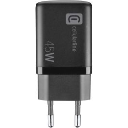 Cellularline Cargador Rápido Multipower Micro 45W GaN con 2 Puertos (USB-C/USB-A) Negro para Móviles y Tablets