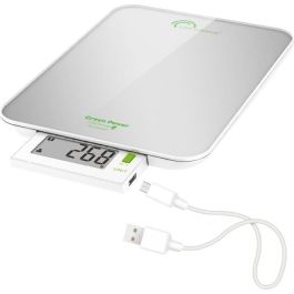 Little Balance Báscula de Cocina Green Power USB 6 kg / 1 g - Recargable - Cristal Templado Plata Perla