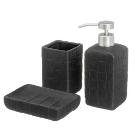 Set de Baño Negro Cerámica 14 x 10 x 20 cm