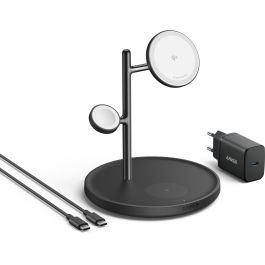 Anker MagGo Soporte de Carga Magnético 3 en 1 para iPhone, Apple Watch y AirPods, Inalámbrico, Carga Rápida 15W, Negro